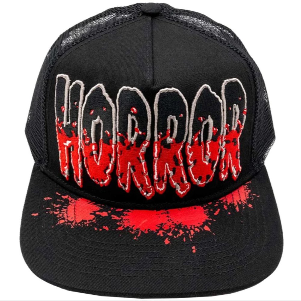 Horror Black w/Red Blood Splatter Mesh Baseball Hat Snapback Cap NWT